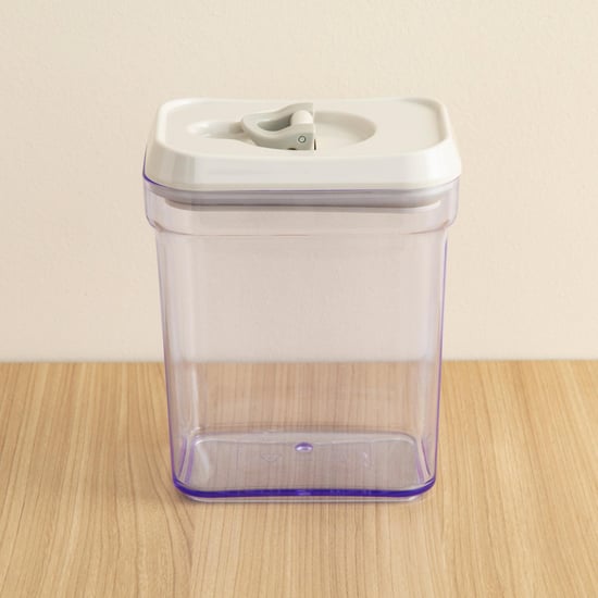 Palestine-Austin Solid  Storage Jar with Lid - Plastic Jar - 12.5 cm  L x 9 cm  W x 15.5 cm  H - 1000ml - Transparent