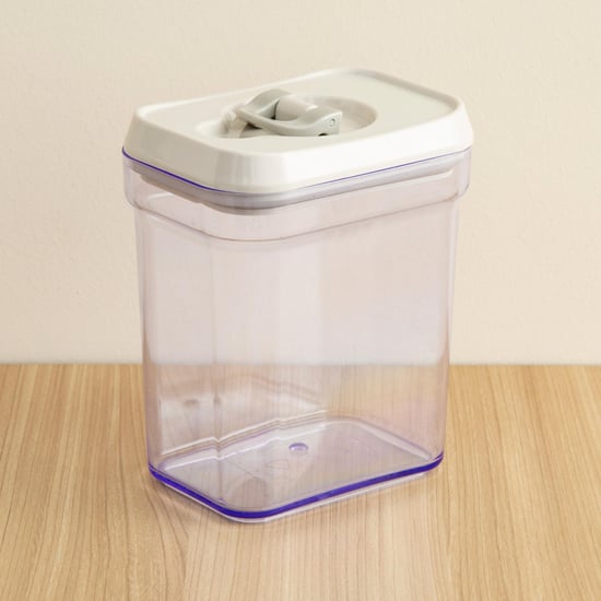 Palestine-Austin Solid  Storage Jar with Lid - Plastic Jar - 12.5 cm  L x 9 cm  W x 15.5 cm  H - 1000ml - Transparent