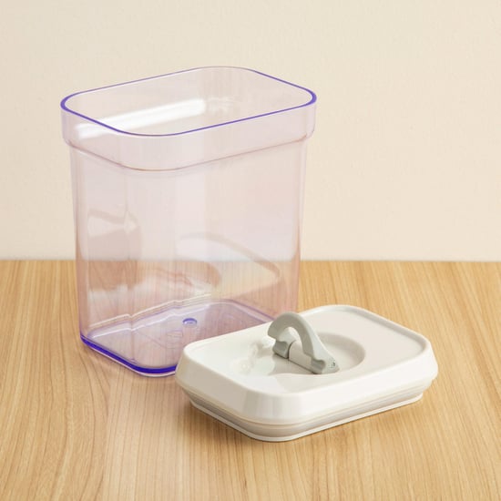 Palestine-Austin Solid  Storage Jar with Lid - Plastic Jar - 12.5 cm  L x 9 cm  W x 15.5 cm  H - 1000ml - Transparent