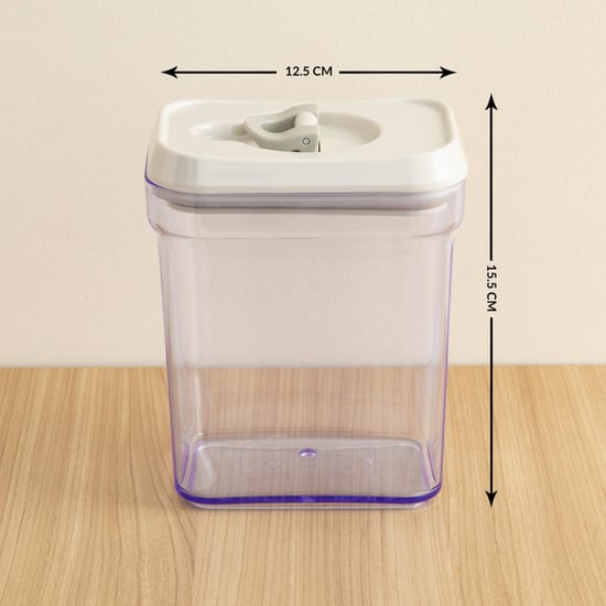 Palestine-Austin Solid  Storage Jar with Lid - Plastic Jar - 12.5 cm  L x 9 cm  W x 15.5 cm  H - 1000ml - Transparent