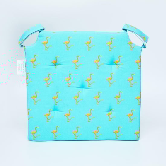 Elite Flamingo Printed Chair Pad - Cotton - 38 cm x 38 cm x 4 cm