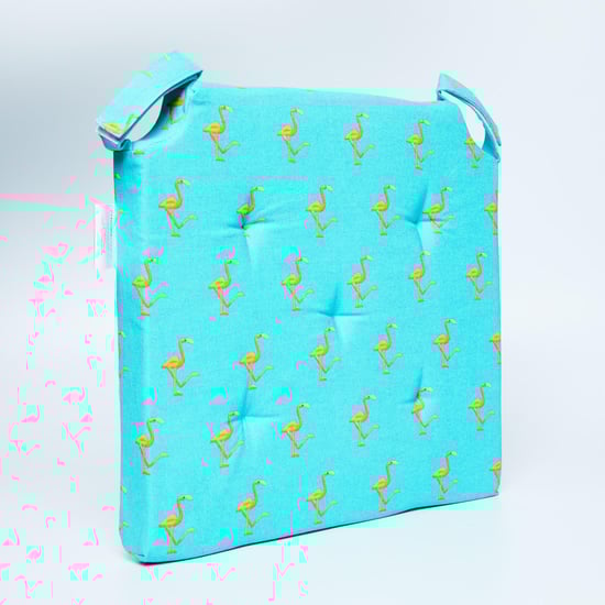 Elite Flamingo Printed Chair Pad - Cotton - 38 cm x 38 cm x 4 cm