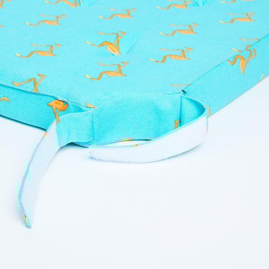 Elite Flamingo Printed Chair Pad - Cotton - 38 cm x 38 cm x 4 cm