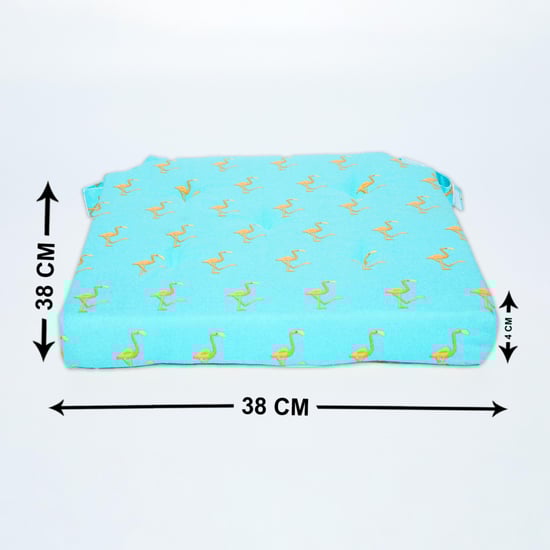 Elite Flamingo Printed Chair Pad - Cotton - 38 cm x 38 cm x 4 cm