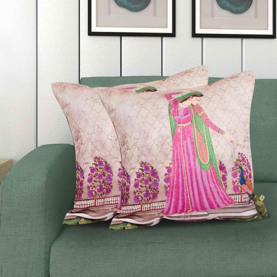 Aurora Art Deco Print Square Cushion Covers - Set of 2 Pcs.