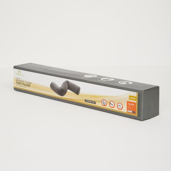 Slumber Twist Textured Memory Foam Cylindrical Pillow - Single Pc. - Memory Foam - 64 cm x 10 cm - Grey