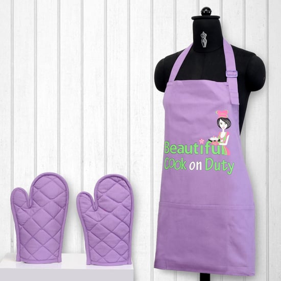 SWAYAM Printed Apron & Oven Gloves - Set of 3 Pcs.