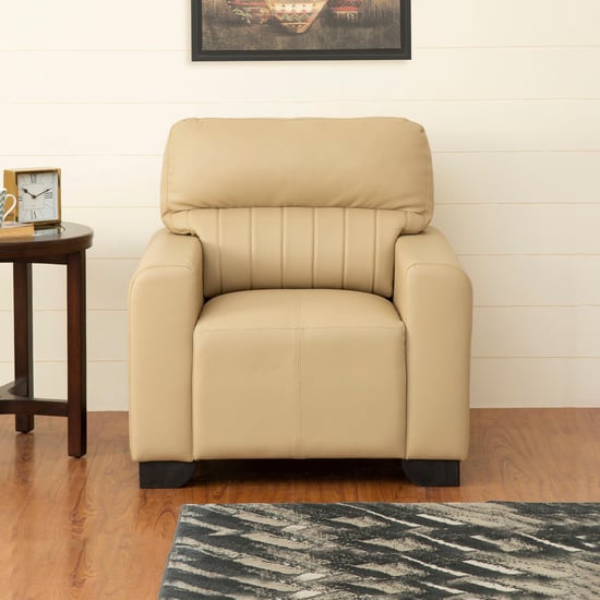 Albury Faux Leather 1-Seater Sofa - Beige