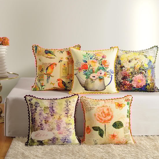 SWAYAM Printed Cushion Covers Set of 40 X 40 cm Yellow