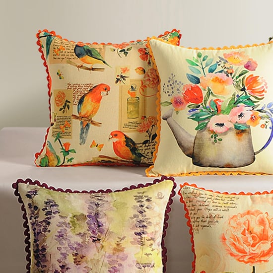 SWAYAM Printed Cushion Covers Set of 40 X 40 cm Yellow