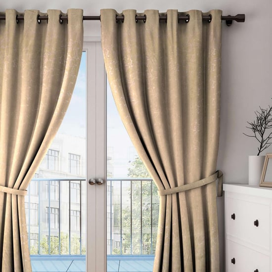 SWAYAM Paisley Jacquard Blackout Long Door Curtain - 121 X 274 cm