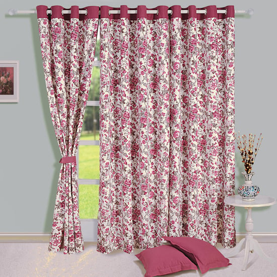SWAYAM Floral Print Window Curtain - 137 x 152 cm