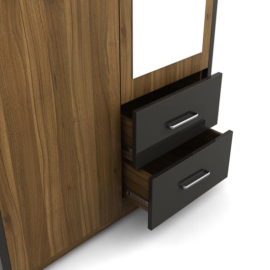Quadro 2-Door Wardrobe with Mirror - Brown
