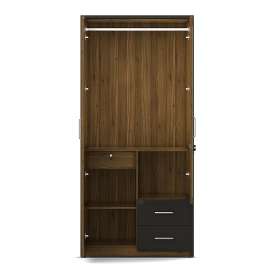 Quadro 2-Door Wardrobe with Mirror - Brown