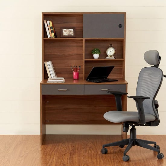 Quadro Nxt Study Desk with Cabinet - Brown