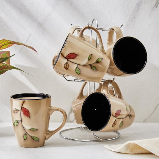 Caraway Carvi Set of 6 Stoneware Mugs with Stand - 325ml