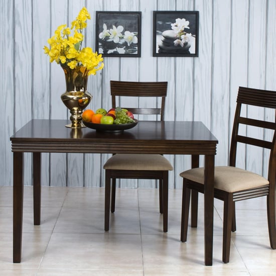 Erin 4-Seater Dining Table Set with Chairs - Brown