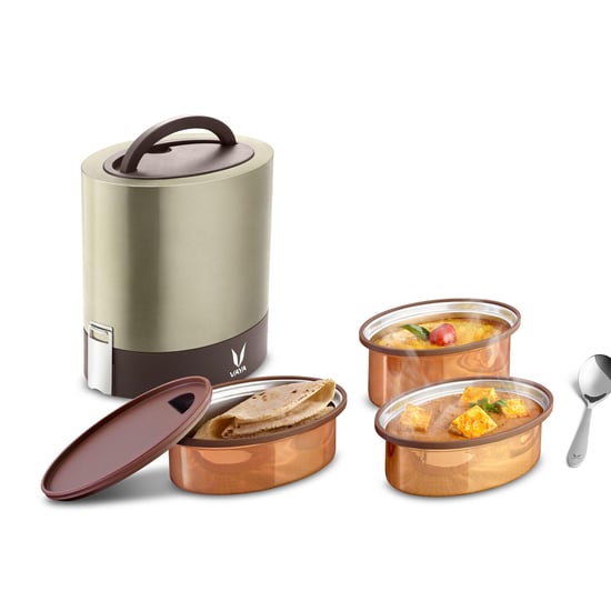 Vaya Tyffyn 3-Container Stainless Steel Lunch Box with Bagmat