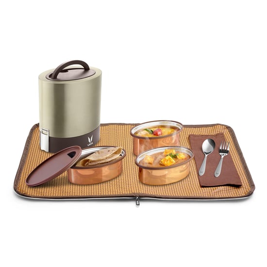 Vaya Tyffyn 3-Container Stainless Steel Lunch Box with Bagmat