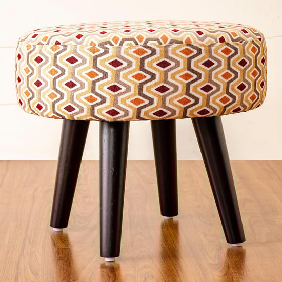 Hexa Textured Round Ottoman - Beige