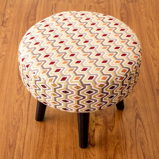 Hexa Textured Round Ottoman - Beige