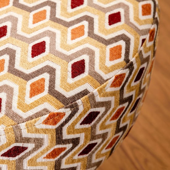 Hexa Textured Round Ottoman - Beige