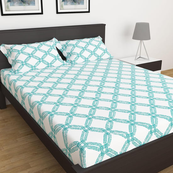 My Bedding 3-Piece Solid King Size Fitted Bedsheet Set - 180 x 195 cm