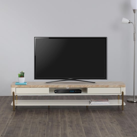 Paris Marble Top TV Unit - White