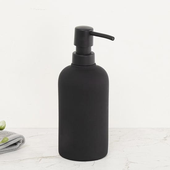 Mandarin Solid Ceramic Round Soap Dispenser  : 7 cmL x 7 cmW x 19 cmH 470 ml Black