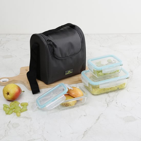 Korobka Set of 3 Glass Lunch Boxes with Bag