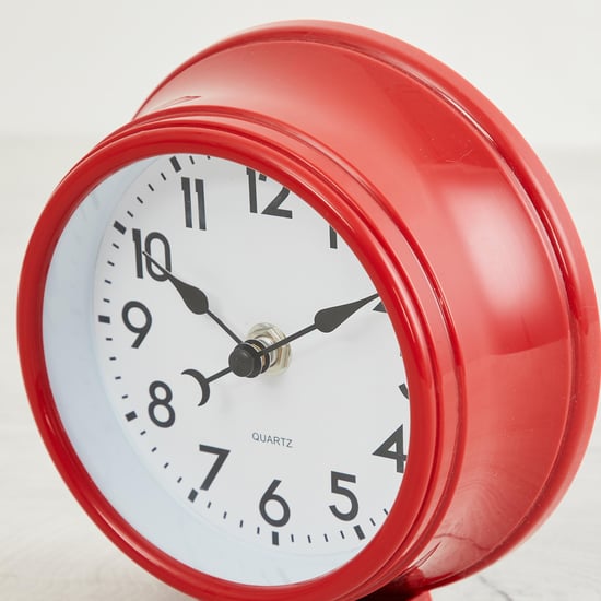 Colour Connect Solid Plastic Table clock : 15 cm  L x 16 cm  H - Red