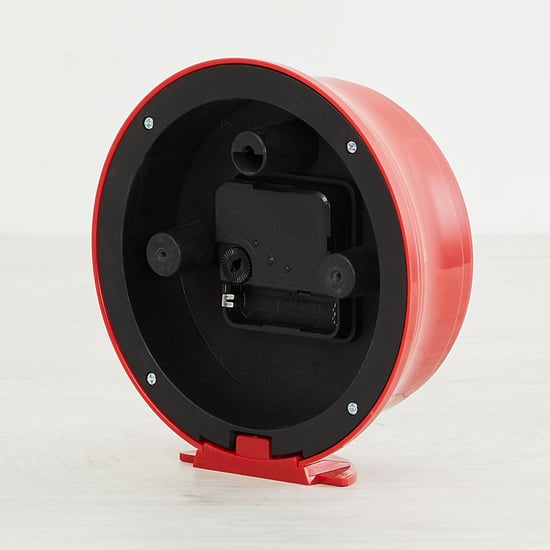 Colour Connect Solid Plastic Table clock : 15 cm  L x 16 cm  H - Red