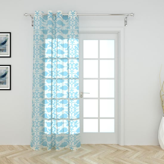 Magical Indulgence Blue Printed Sheer Door Curtain-110x 270cm