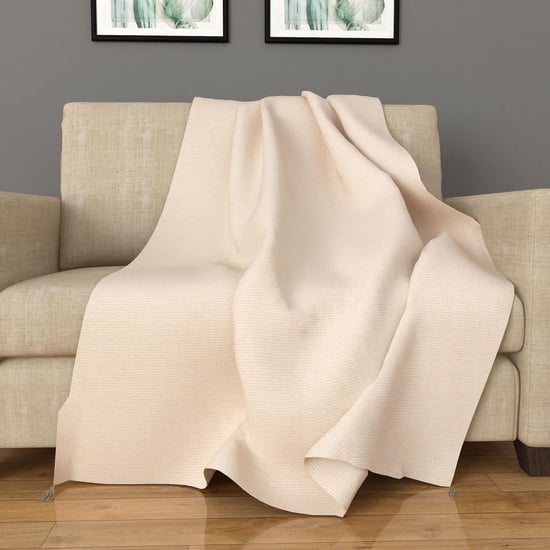Marshmallow Beige Soft Textured Light Weight Throw - 200x135cm