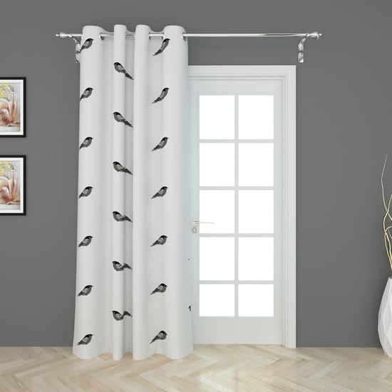 Medley-Be Bold Embroidered Cotton Door Curtain   : 120 x 225 cm White