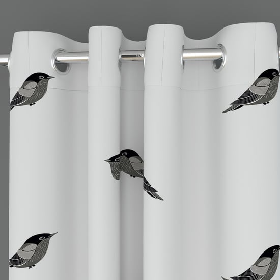 Medley-Be Bold Embroidered Cotton Door Curtain   : 120 x 225 cm White