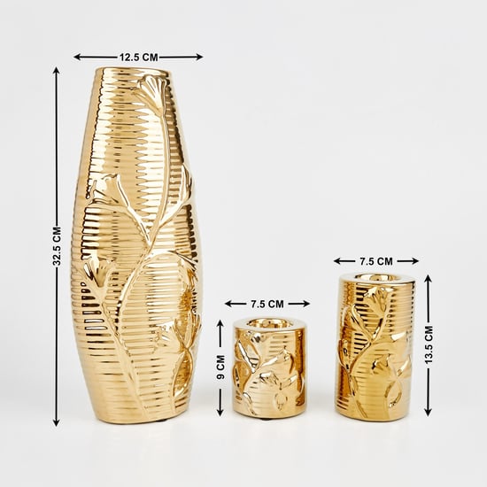 Stellar Set of 3 Porcelain Vase and T-Light Holder