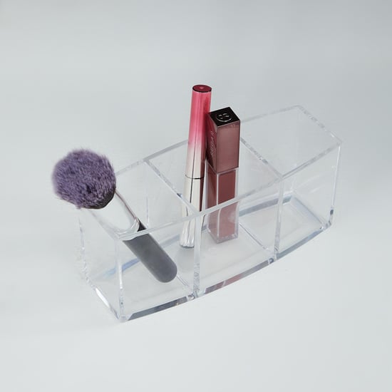 Orion Solid Rectangular Single Pc. Cosmetic and Brush Holder - Poly Resin - Transparent