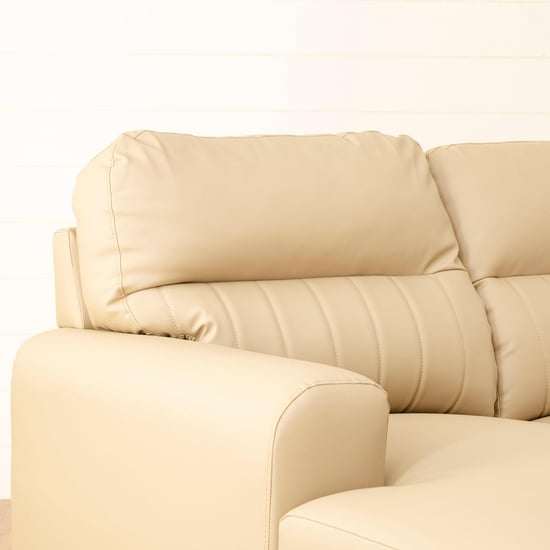 Albury Faux Leather 3-Seater Left Corner Sofa with Chaise - Beige