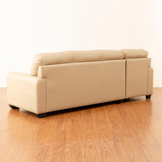Albury Faux Leather 3-Seater Left Corner Sofa with Chaise - Beige