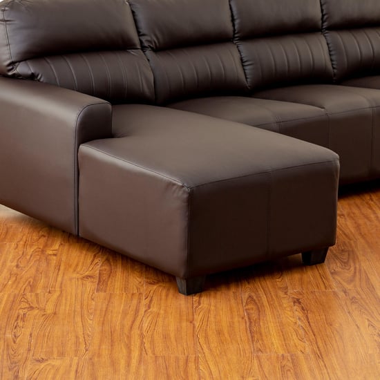 Albury Faux Leather 3-Seater Left Corner Sofa with Chaise - Brown