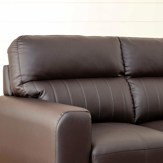 Albury Faux Leather 3-Seater Left Corner Sofa with Chaise - Brown