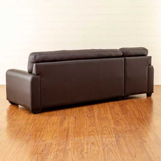 Albury Faux Leather 3-Seater Left Corner Sofa with Chaise - Brown