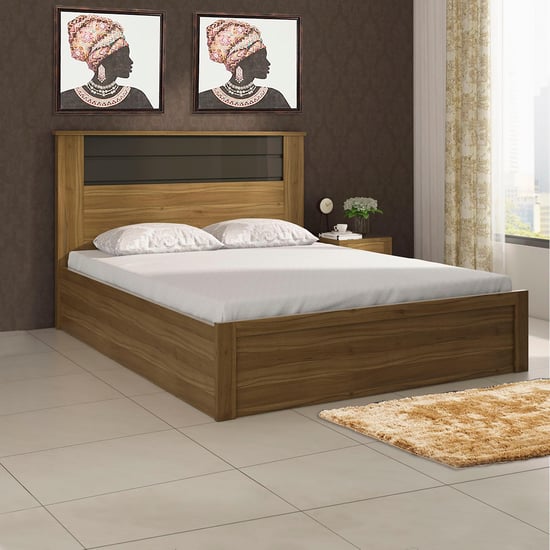 Quadro Cosco King Bed with Hydraulic Storage - Brown