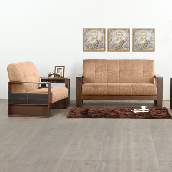 Delport Mocha Brown Fabric 3+2 Seater Sofa Set