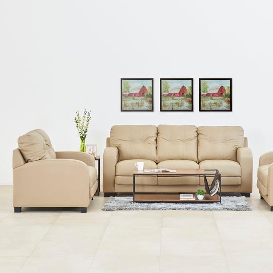 Vista Half Leather 3+2 Seater Sofa Set - Beige