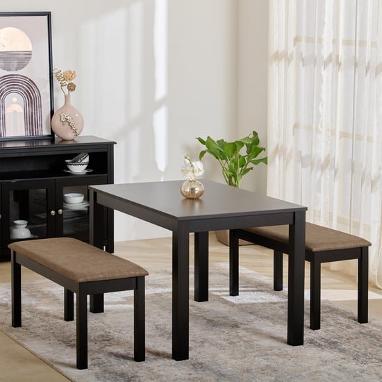 Helios Diana 4-Seater Dining Set with Benches - Brown