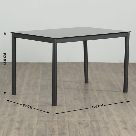 Allen Glass Top 4-Seater Dining Set with Chairs - Black and Grey