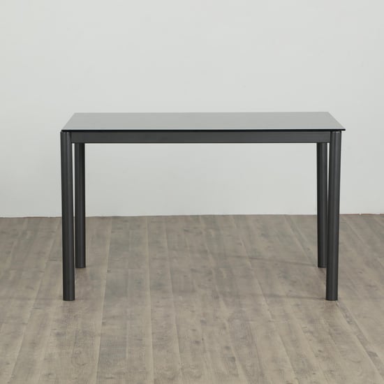 Allen Glass Top 4-Seater Dining Set with Chairs - Black and Grey