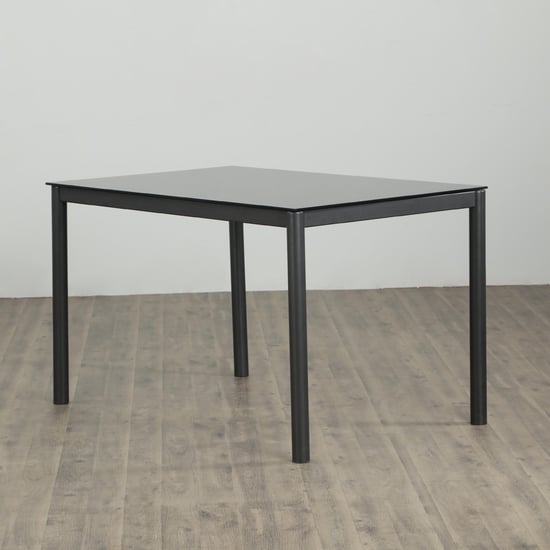 Allen Glass Top 4-Seater Dining Set with Chairs - Black and Grey